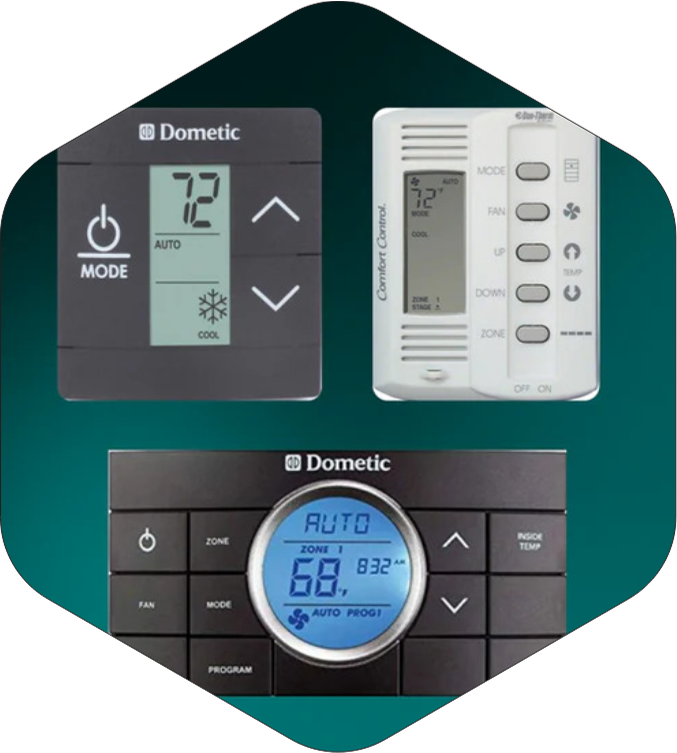 WalTech Vision 2.0 smart thermostat replacing a Dometic 3-wire single-zone RV thermostat with easy DIY wiring.